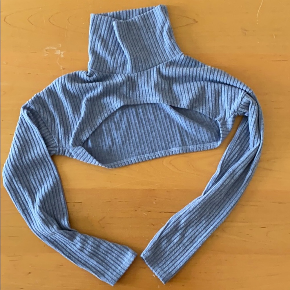 Baby blue cropped turtle neck